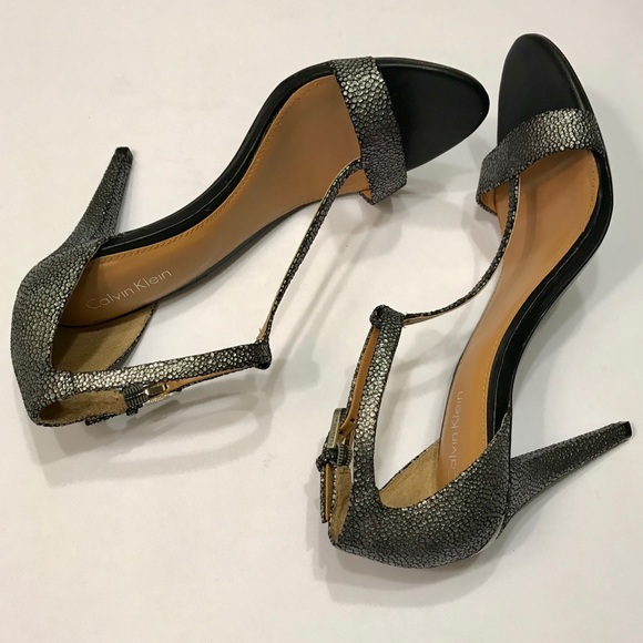 Calvin Klein Nasi T-Strap Shadow Gray Metallic 7.5 - Picture 3 of 8